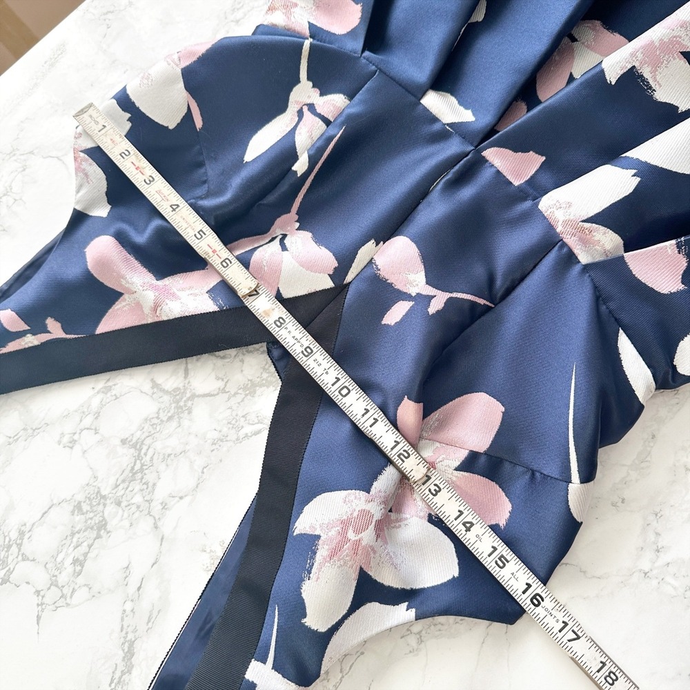 1901 Jacquard Navy Floral Fit Flare Sleeveless Formal Party Dress Women's Size 2 - Picture 12 of 13